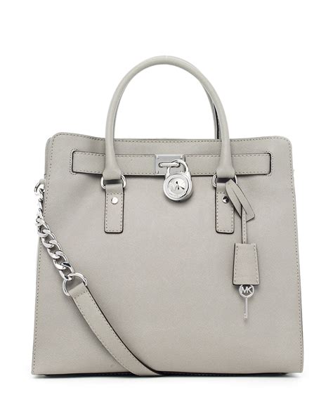 michael kors hamilton tote pearl grey|michael kors large satchel handbag.